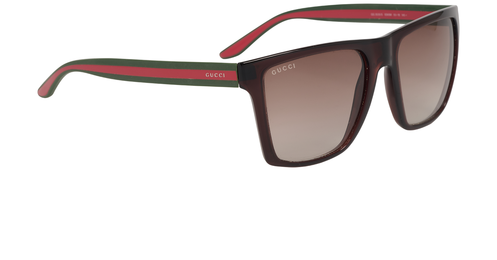 Gucci GG3535S Web Rectangle Sunglasses, &pound;140, Accessories, Brown/Green/Red, Side view