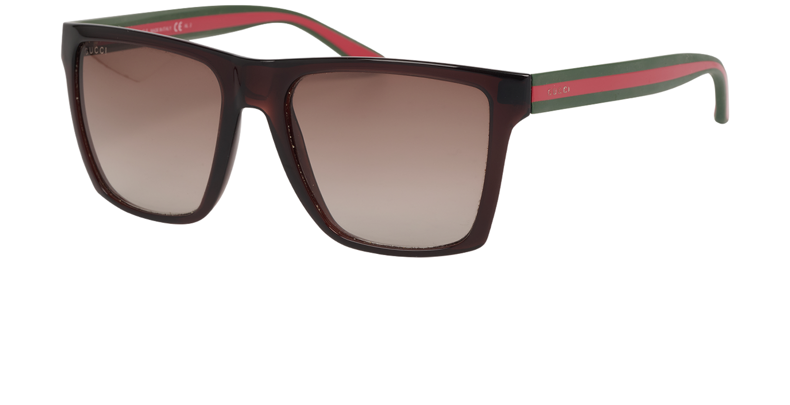 Gucci GG3535S Web Rectangle Sunglasses, &pound;140, Accessories, Brown/Green/Red, Bottom view