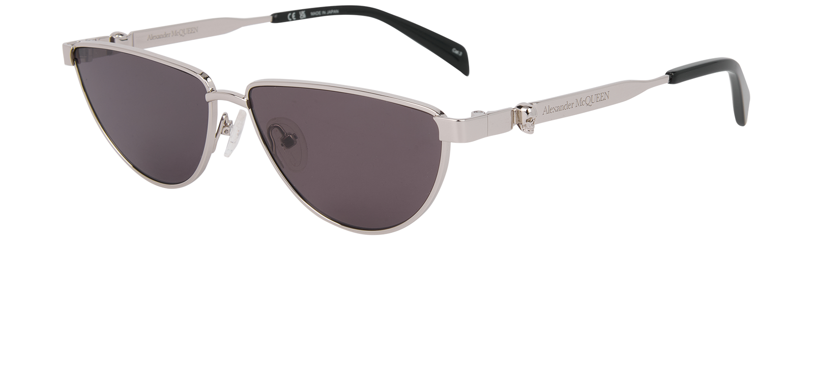 Alexander McQueen AM0456S Cat Eye Sunglasses, &pound;190, Accessories, Silver, Bottom view
