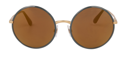 Dolce & Gabbana DG2155 Round Sunglasses, &pound;110, Accessories, Gold/Grey, Front view