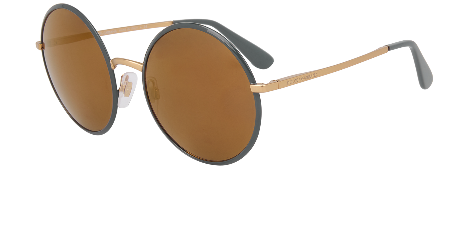 Dolce & Gabbana DG2155 Round Sunglasses, &pound;110, Accessories, Gold/Grey, Bottom view