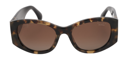Chanel 5524 Oval Sunglasses, &pound;275, Accessories, Brown, Front view