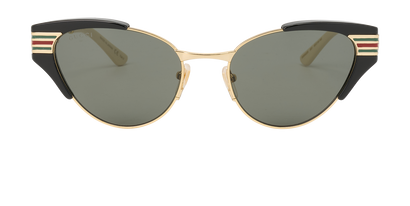 Gucci GG0522S Sunglasses, &pound;190, Accessories, Black/Gold, Front view