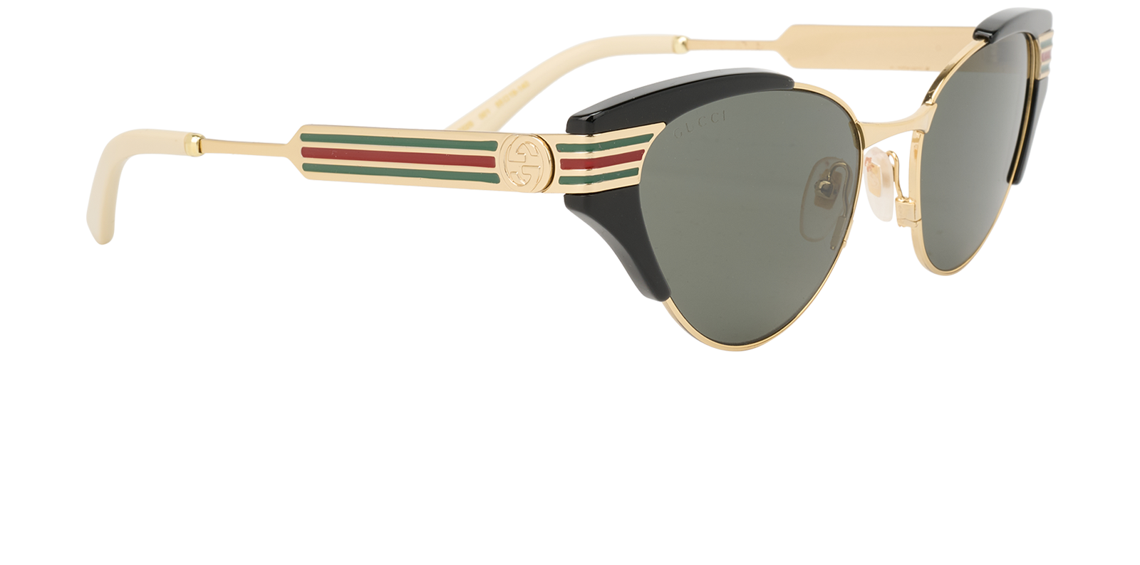 Gucci GG0522S Sunglasses, &pound;190, Accessories, Black/Gold, Side view