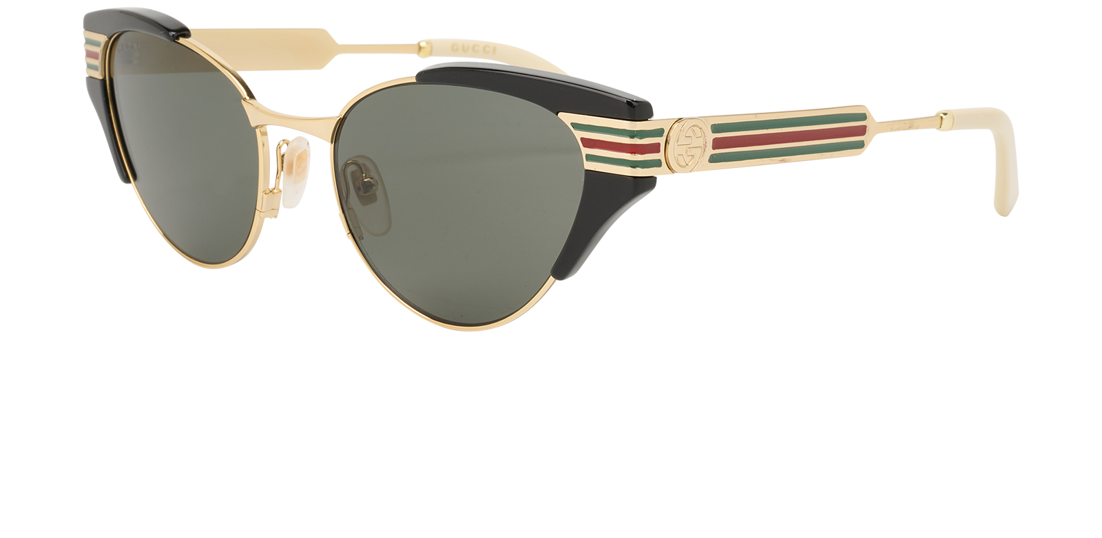 Gucci GG0522S Sunglasses, &pound;190, Accessories, Black/Gold, Bottom view