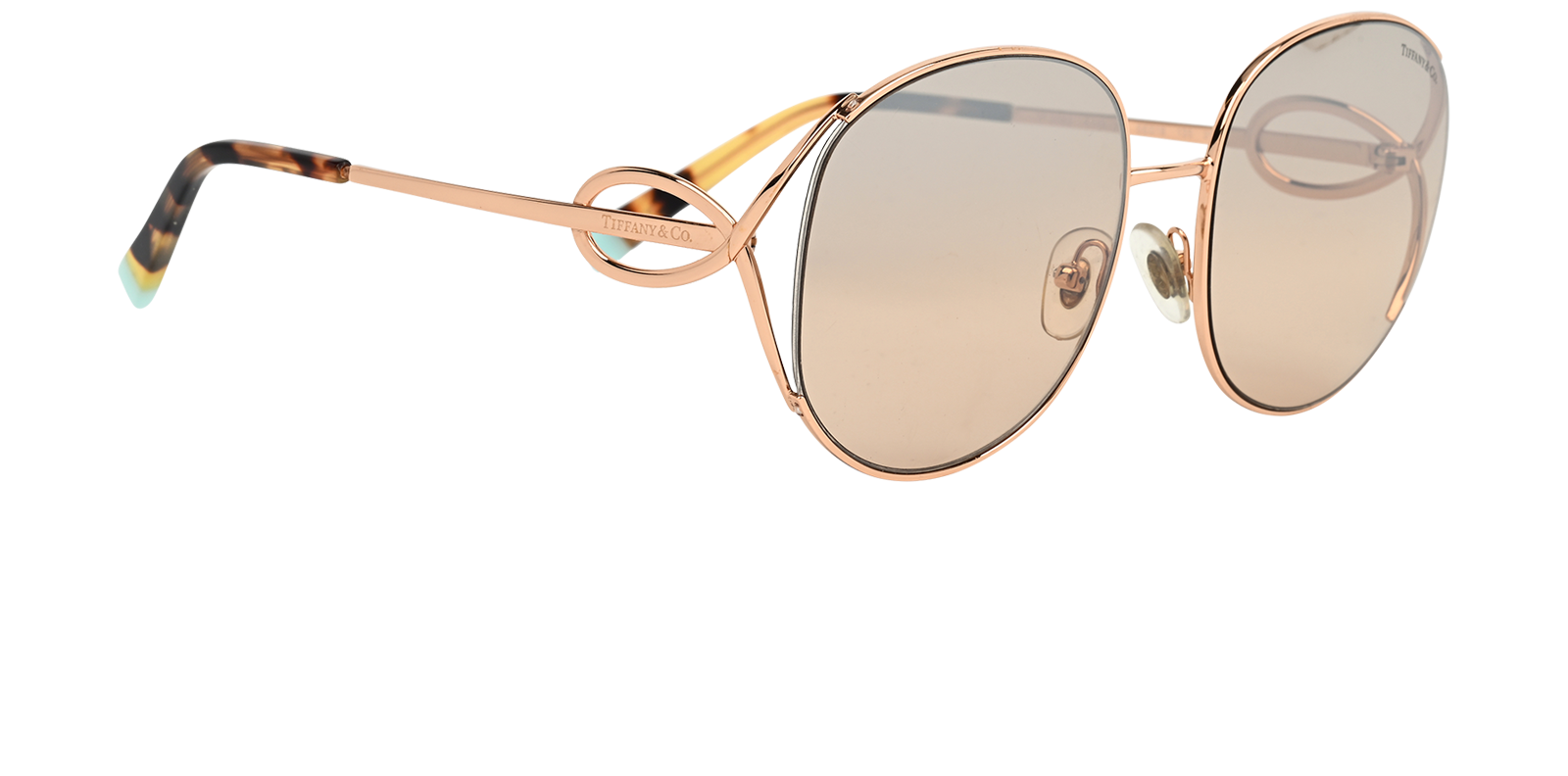 Tiffany TF3065 Oversized Sunglasses, &pound;150, Accessories, Rose Gold, Side view