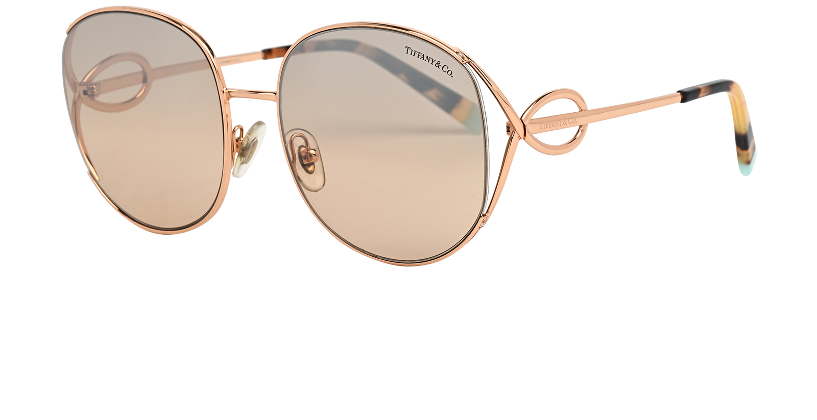 Tiffany TF3065 Oversized Sunglasses, &pound;150, Accessories, Rose Gold, Bottom view