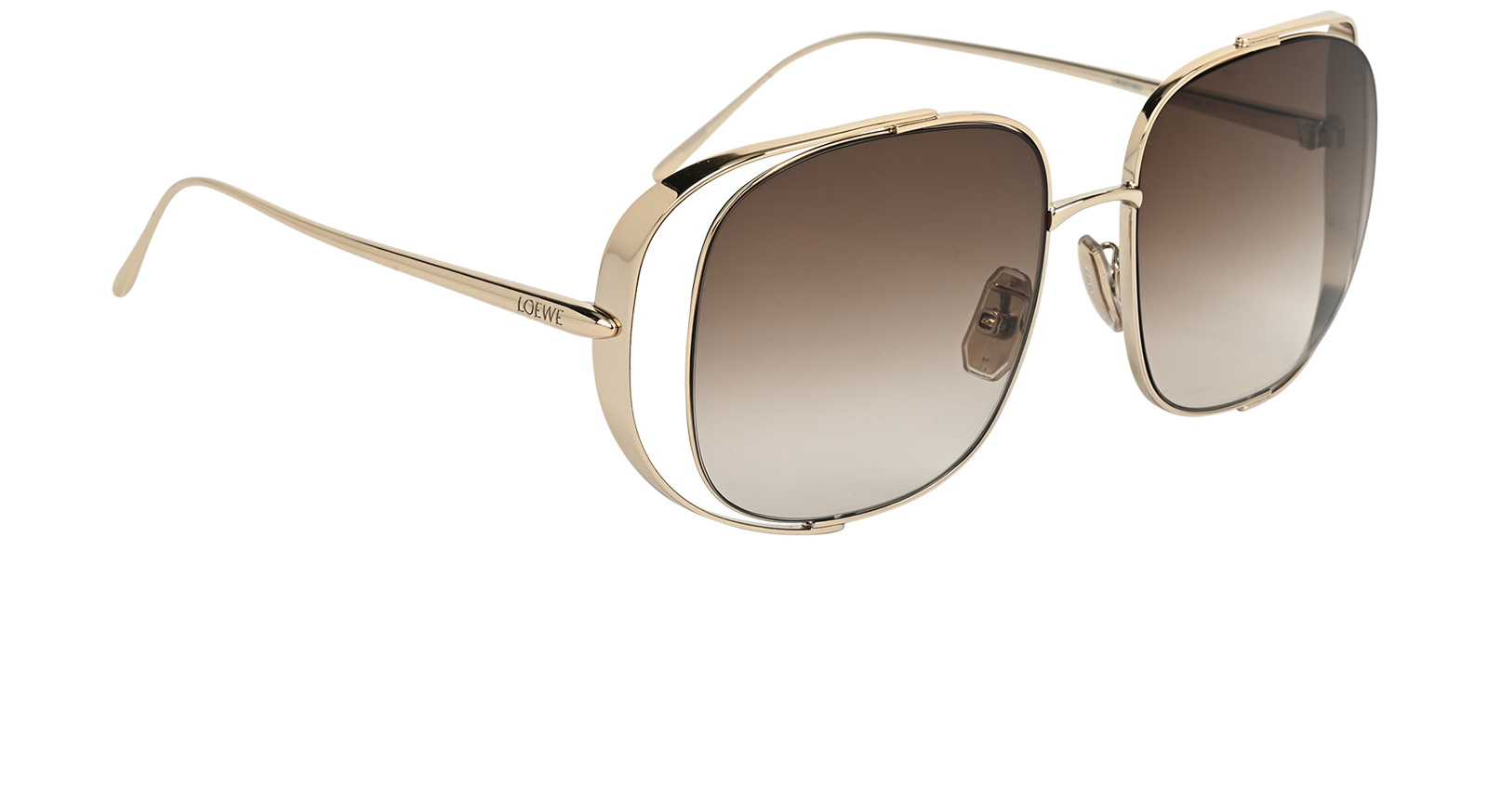 Loewe LW40148U Square Sunglasses, &pound;160, Accessories, Gold, Side view