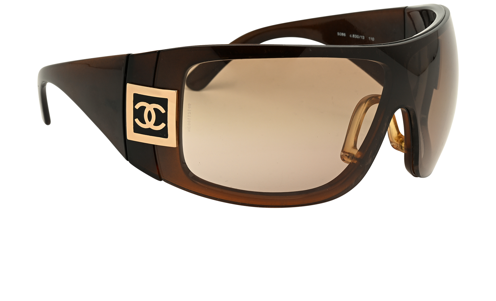 Chanel 5086 Vintage Shield Sunglasses, &pound;190, Accessories, Brown, Side view