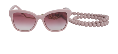 Chanel 5487 Sunglasses With Beaded Strap, &pound;310, Accessories, Pink, Front view