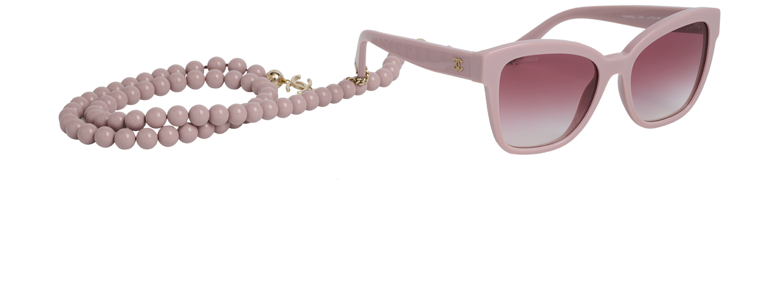 Chanel 5487 Sunglasses With Beaded Strap, &pound;310, Accessories, Pink, Side view