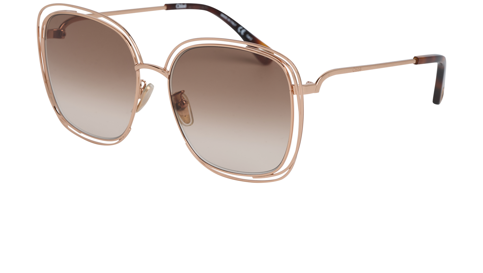 Chloe CH0077SK Oversized Sunglasses, &pound;170, Accessories, Gold, Bottom view