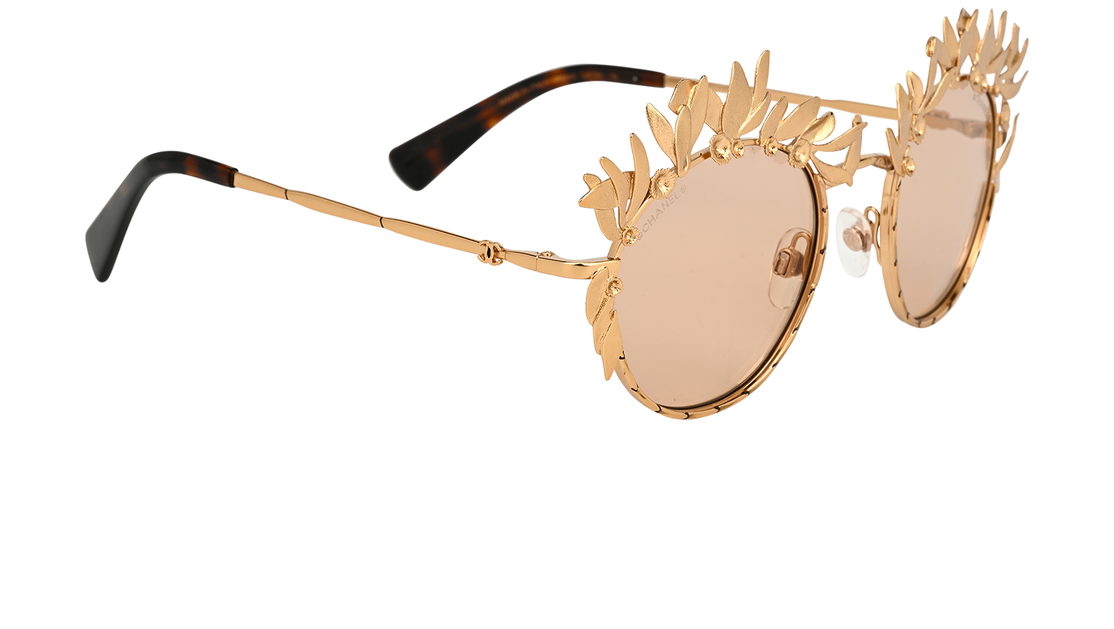 Chanel Paris-Greece Laurel Sunglasses, &pound;295, Accessories, Gold, Side view