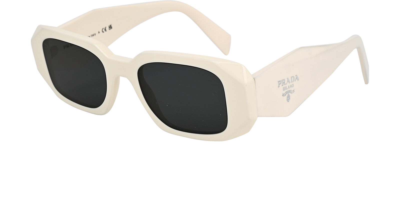 Prada SPR17W Rectangle Sunglasses, &pound;180, Accessories, White, Bottom view