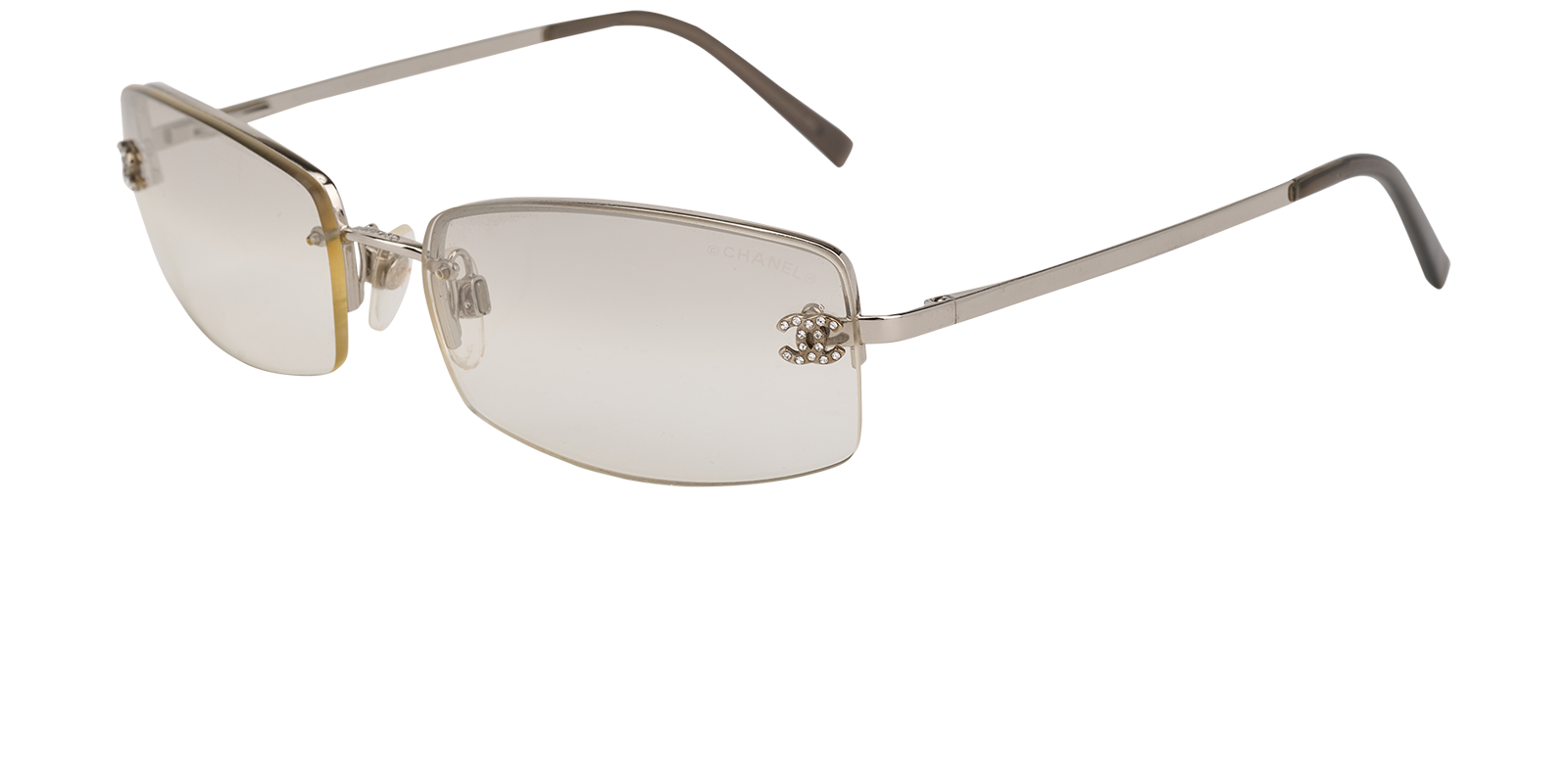 Chanel 4093-B Rectangular Sunglasses, &pound;180, Accessories, Silver, Bottom view