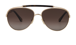 Chloe CE141SP Aviator Sunglasses, Metal, Gold, C/B, 3*