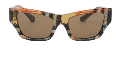 Burberry B4441-U Cat Eye Plaid Print Sunglasses, &pound;110, Accessories, Brown, Front view