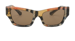 Burberry B4441-U Cat Eye Plaid Print Sunglasses, Acetate, Brown, DB/B, 3*