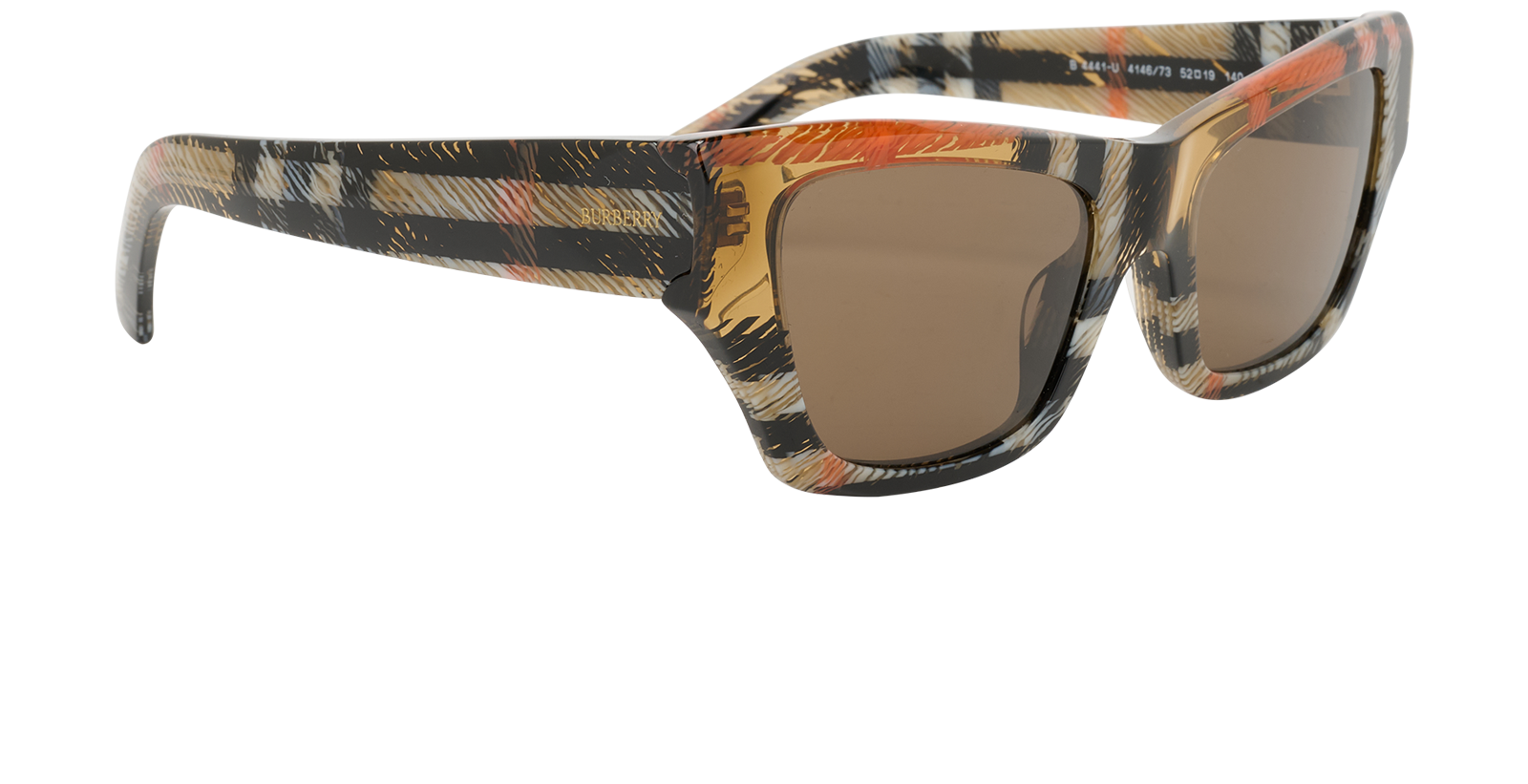 Burberry B4441-U Cat Eye Plaid Print Sunglasses, &pound;110, Accessories, Brown, Side view