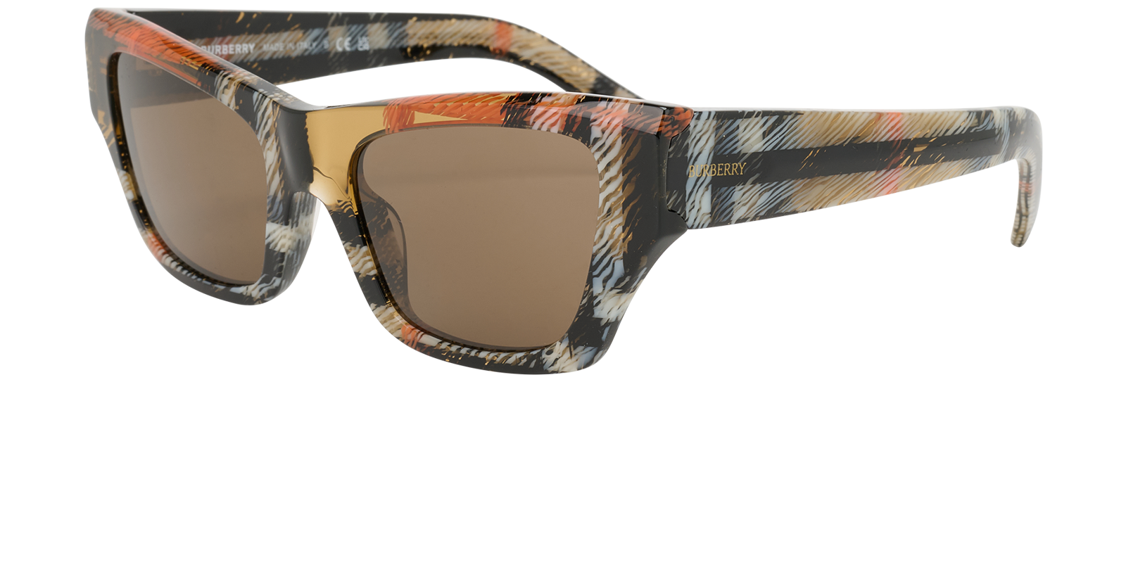 Burberry B4441-U Cat Eye Plaid Print Sunglasses, &pound;110, Accessories, Brown, Bottom view