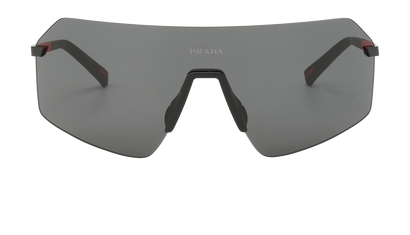 Prada SPSB50 Rimless Shield Sunglasses, &pound;140, Accessories, Black, Front view