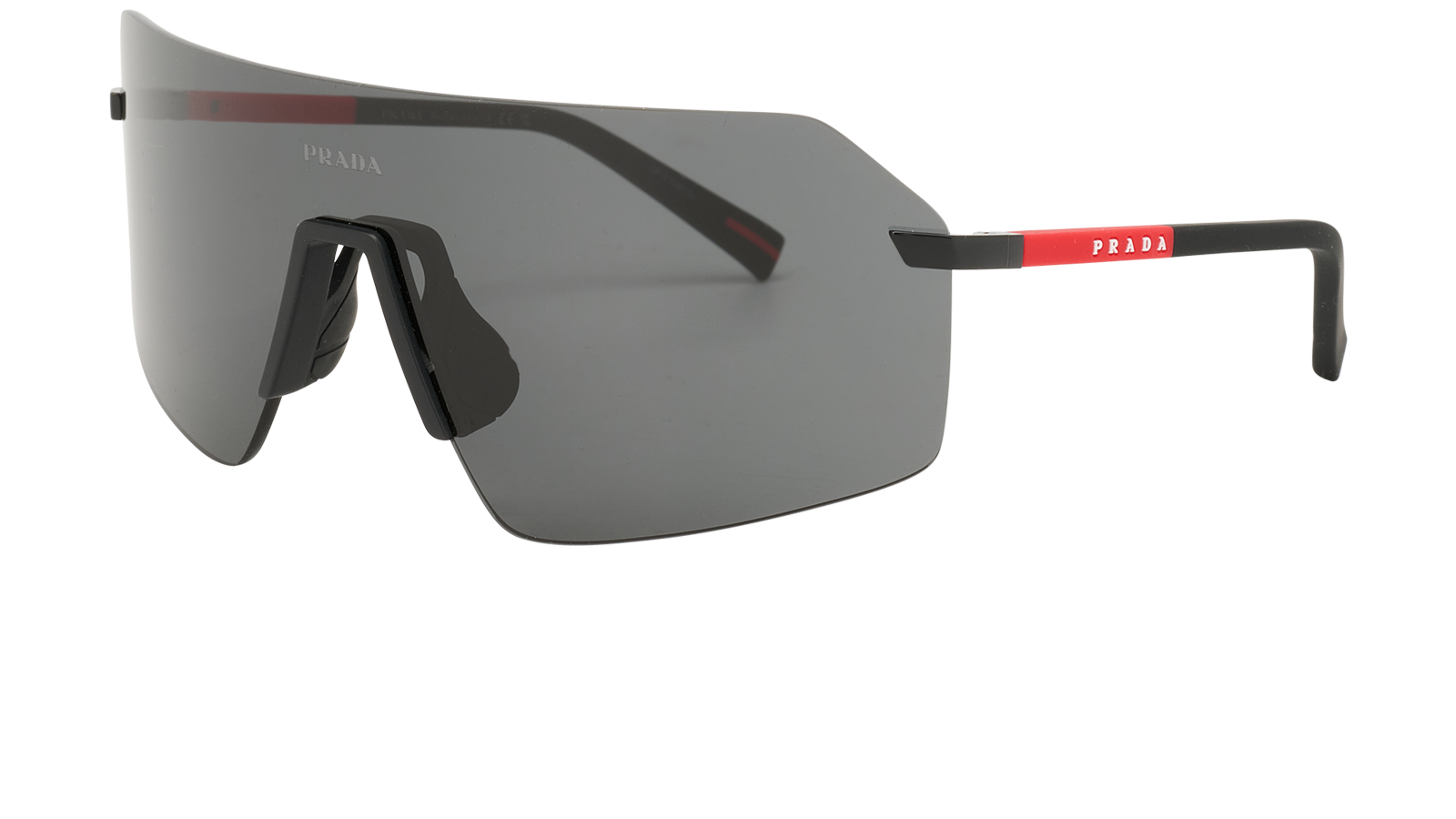 Prada SPSB50 Rimless Shield Sunglasses, &pound;140, Accessories, Black, Bottom view