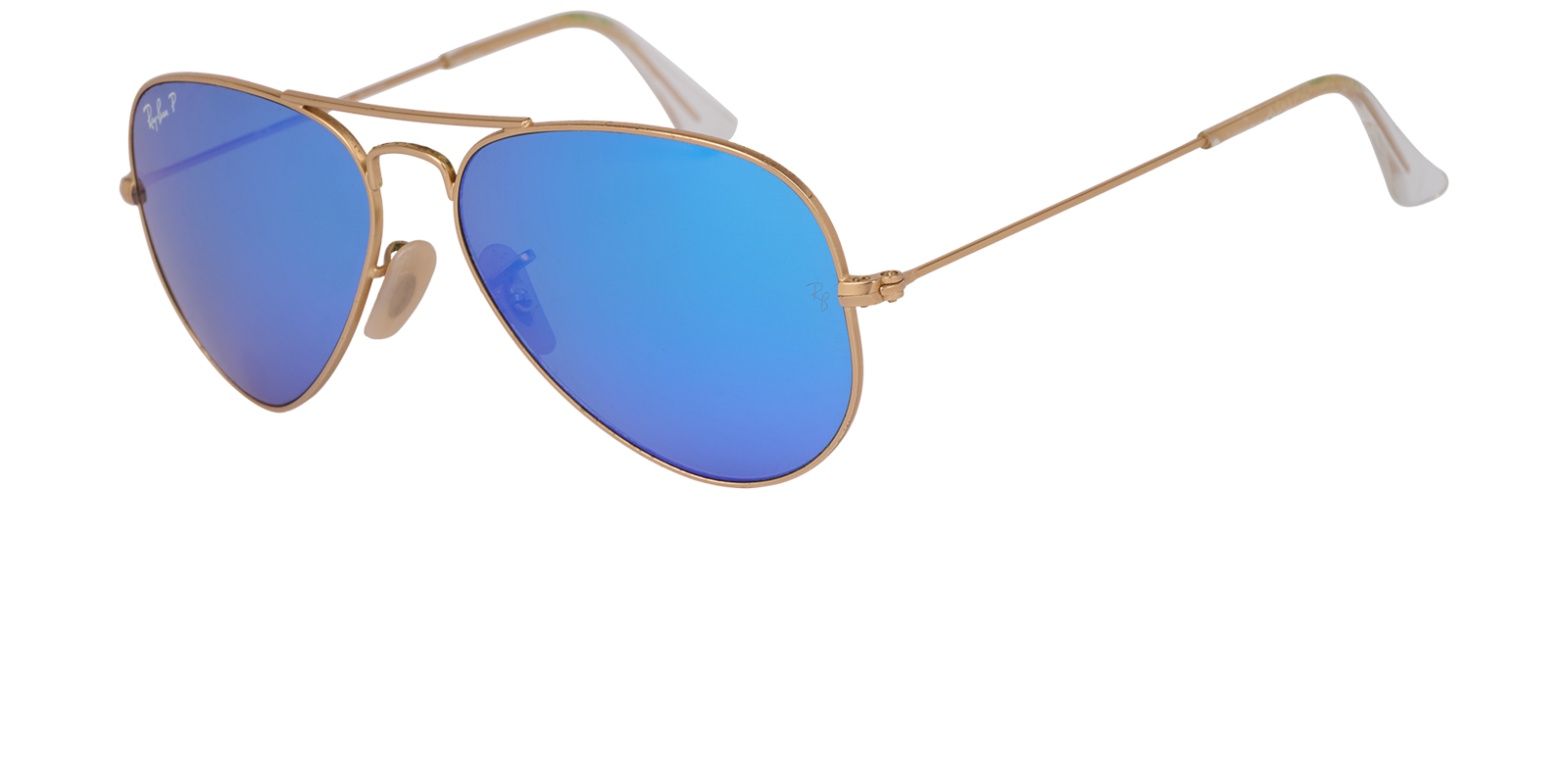 Ray-Ban Aviator Mirrored Sunglasses, &pound;60, Accessories, Blue/Gold, Bottom view