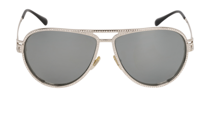 Versace 2171-B Embellished Aviator Sunglasses, &pound;120, Accessories, Silver, Front view