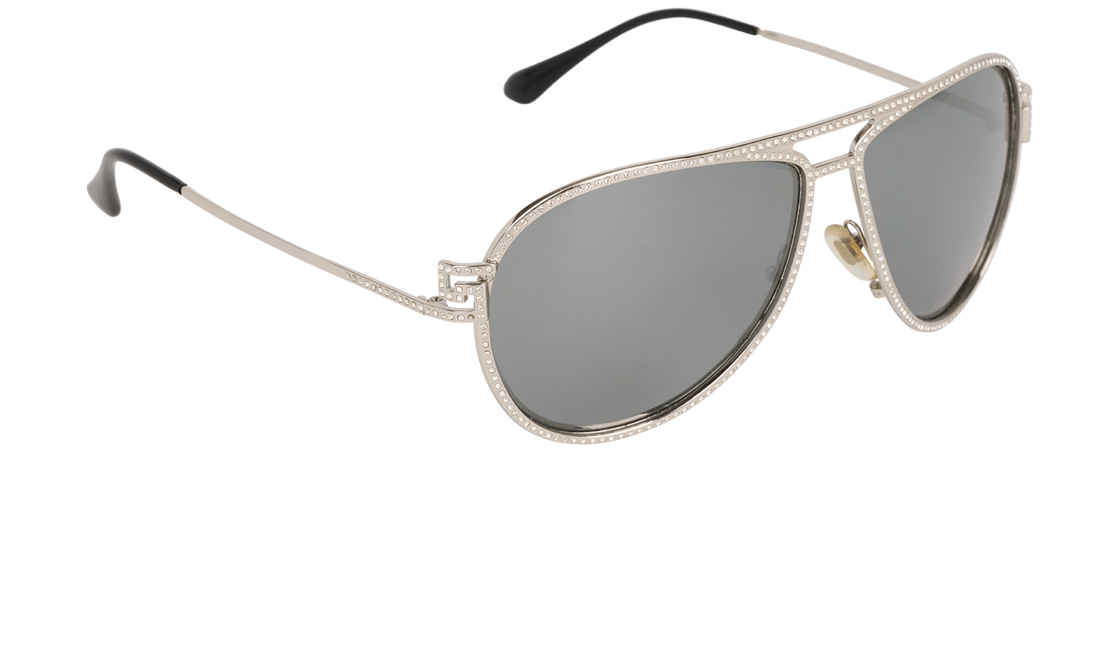Versace 2171-B Embellished Aviator Sunglasses, &pound;120, Accessories, Silver, Side view