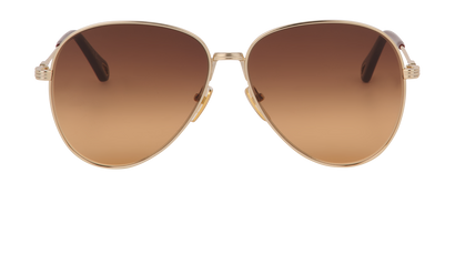 Chloe CH0177S Aviator Sunglasses, &pound;130, Accessories, Gold, Front view