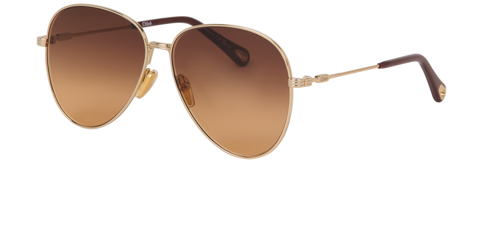 Chloe CH0177S Aviator Sunglasses, &pound;130, Accessories, Gold, Bottom view
