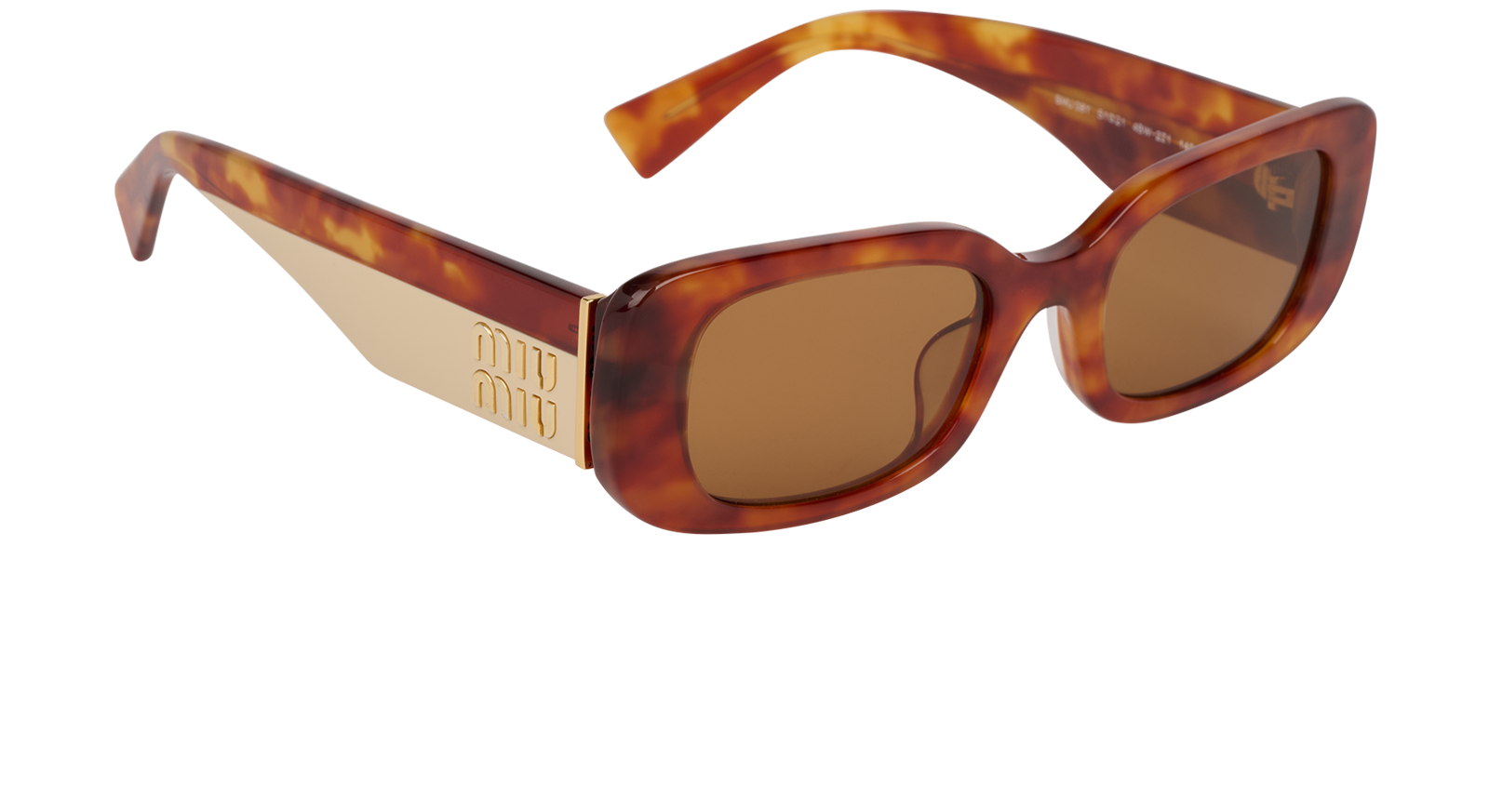 Miu Miu SMU08Y Rectangular Sunglasses, &pound;160, Accessories, Brown, Side view