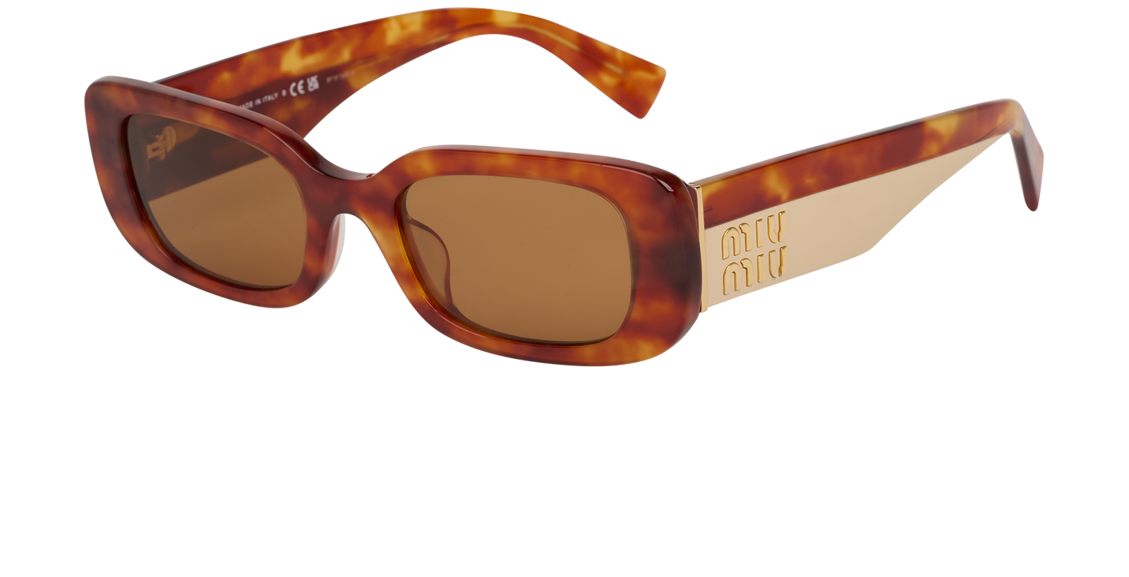 Miu Miu SMU08Y Rectangular Sunglasses, &pound;160, Accessories, Brown, Bottom view