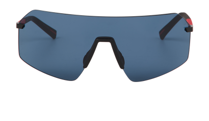 Prada SPSB50 Shield Sunglasses, &pound;150, Accessories, Black/Blue, Front view