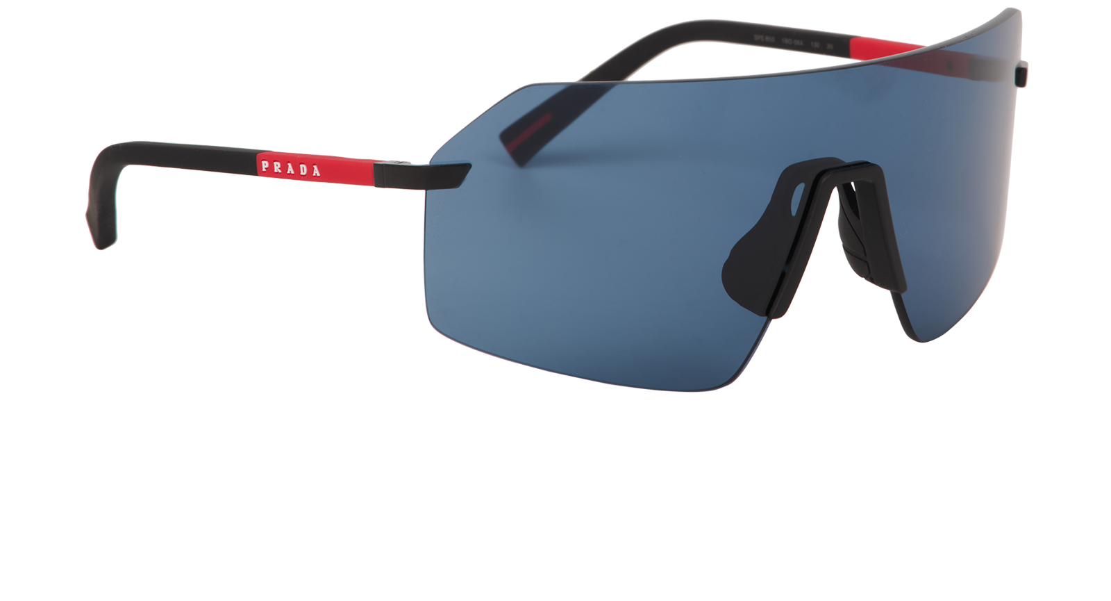 Prada SPSB50 Shield Sunglasses, &pound;150, Accessories, Black/Blue, Side view