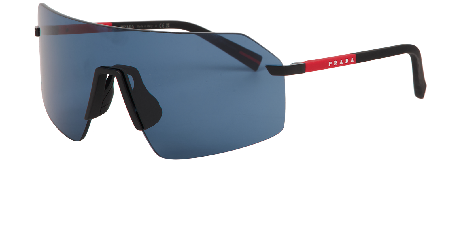 Prada SPSB50 Shield Sunglasses, &pound;150, Accessories, Black/Blue, Bottom view