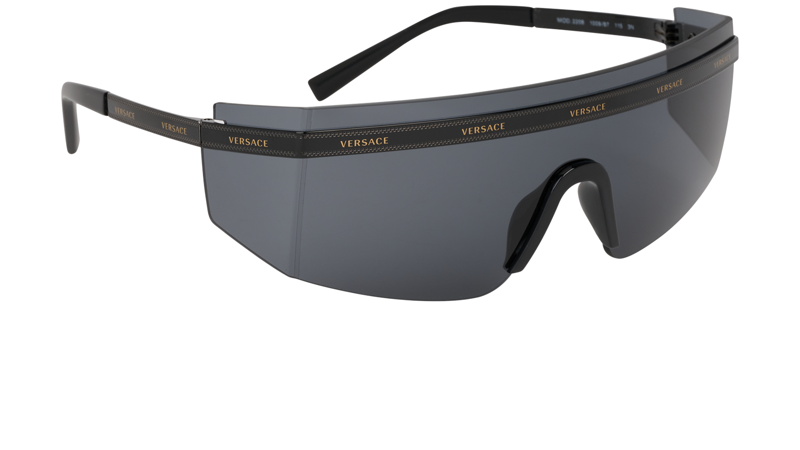 Versace MOD.2208 Shield Sunglasses, &pound;170, Accessories, Black, Side view