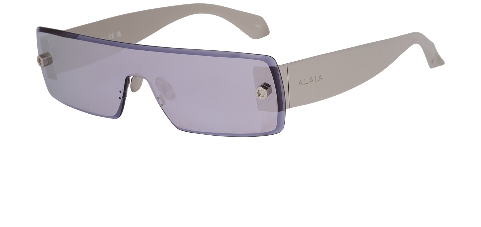 Alaia AA0083S Rectangular Sunglasses, &pound;150, Accessories, Silver, Bottom view
