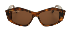 Balenciaga BB0106S Oval Sunglasses, Acetate, Brown, C, 3*