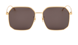 Bottega Veneta BV1108SA Oversized Sunglasses, Metal, Gold/Black, C, 3*