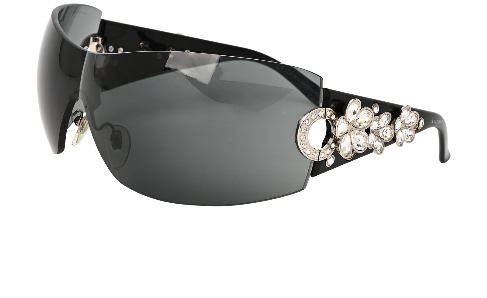 Pre-loved Bulgari 652-B Embellished Shield Sunglasses - £130
