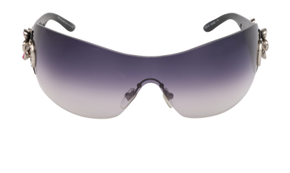 Bulgari 652-B Embellished Floral Shield Sunglasses, &pound;130, Accessories, Black, Front view