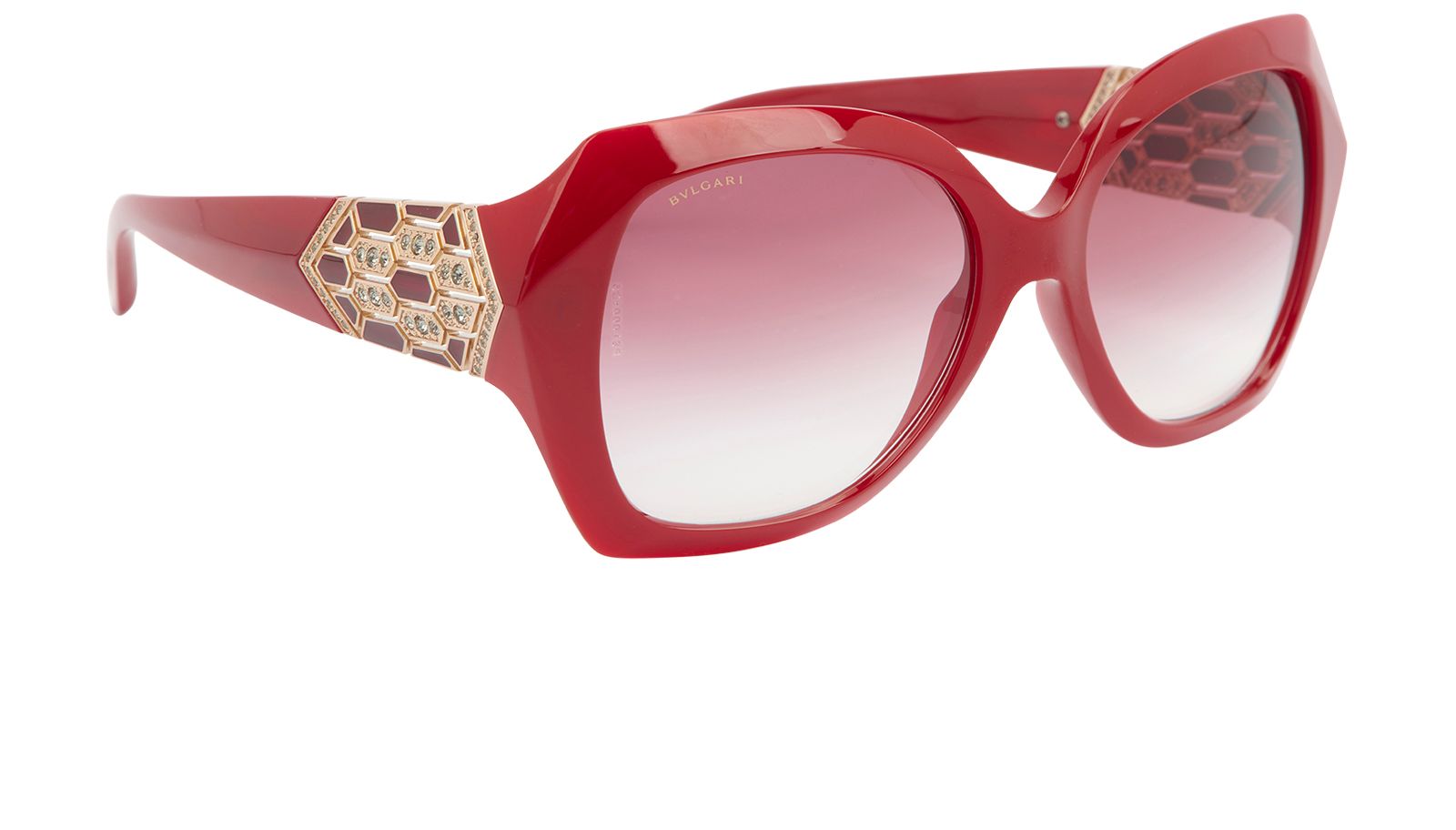 Bulgari Oversized Hexagonal Sunglasses, &pound;110, Accessories, Red, Side view