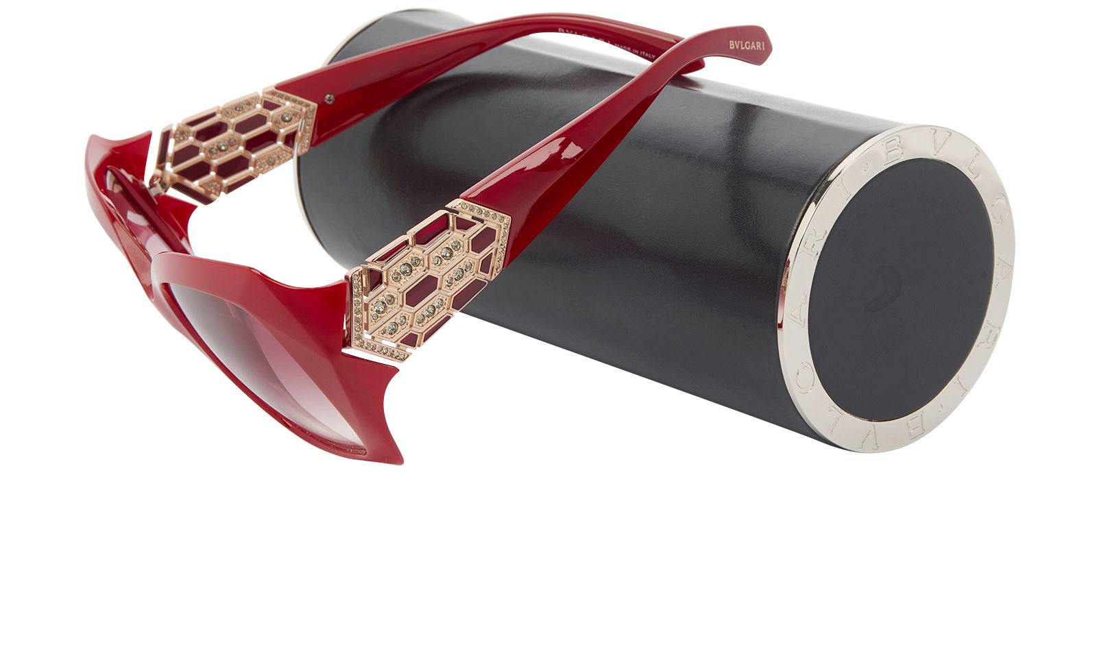 Bulgari Oversized Hexagonal Sunglasses, &pound;110, Accessories, Red, Other view