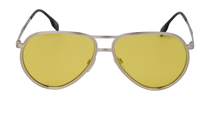 Burberry B3135 Aviator Sunglasses, &pound;90, Accessories, Silver, Front view