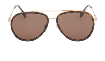 Burberry B3125 Aviator Checked Sunglasses, &pound;125, Accessories, Gold, Front view