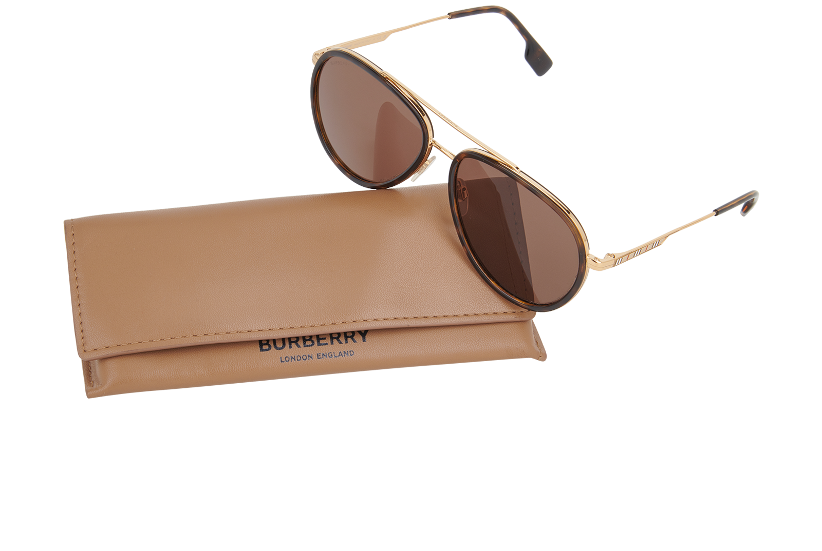 Burberry B3125 Aviator Checked Sunglasses, &pound;125, Accessories, Gold, Other view