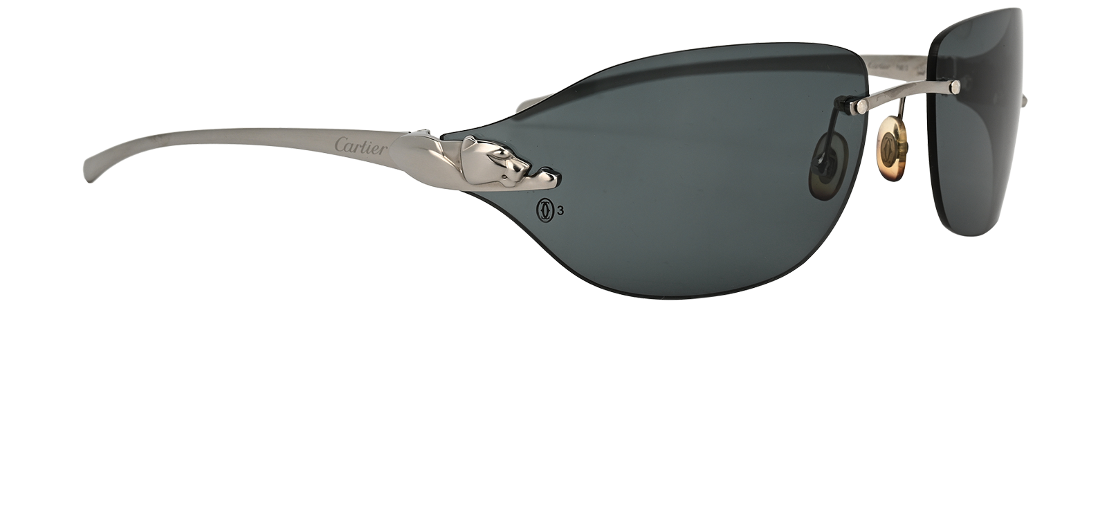 Cartier 110 Panthere De Cartier Sunglasses, &pound;220, Accessories, Silver, Side view