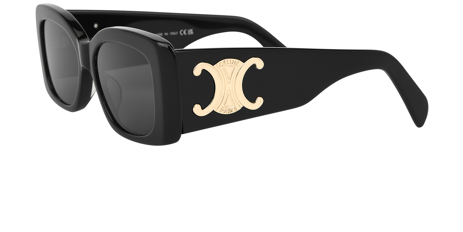 Celine CL40282U Triomphe Rectangle Sunglasses, &pound;275, Accessories, Black, Bottom view