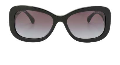 Chanel 5468-B Rectangular Sunglasses, &pound;250, Accessories, Black, Front view